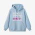 Letter Graphic Sky Blue Hoodie GM8804-284