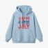 Letter Graphic Sky Blue Hoodie GM8804-296