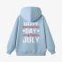 Letter Graphic Sky Blue Hoodie GM8804-301