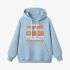 Letter Graphic Sky Blue Hoodie GM8804-316