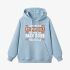 Letter Graphic Sky Blue Hoodie GM8804-317