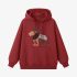 Lion Geometric Graphic Red Hoodie GM8805-254