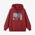 Elephant Geometric Graphic Red Hoodie GM8805-255