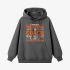 Letter Graphic Gray Hoodie GM8808-316