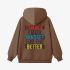 Brown Letters Print Hoodie GM8809-144