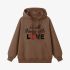 Brown Letters Print Hoodie GM8809-173