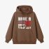 Letter Graphic Brown Hoodie GM8809-306