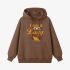 Letter Graphic Brown Hoodie GM8809-313