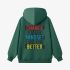 Dark Green Letters Print Hoodie GM8812-144