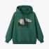 Panda Geometric Graphic Dark Green Hoodie GM8812-272