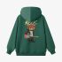 Dark Green Cartoon Print Hoodie GM8812-97