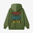 Grass Green Letters Print Hoodie GM8813-144