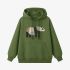 Panda Geometric Graphic Grass Green Hoodie GM8813-272