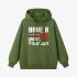 Letter Graphic Grass Green Hoodie GM8813-306