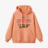 Orange Color Letters Print Hoodie GM8814-155